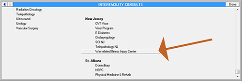 You will automatically be shown the closest WRIISC site. Choose War Related Illness Injury Center.