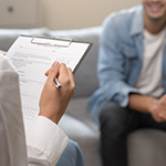 Patient consulting with doctor