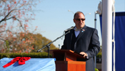 Brent Casey, president and cofounder of the Student Veterans of America Chapter 227 dedicates the Medal of Honor Memorial Garden and Veteran’s Plaza at Sullivan University, Louisville, Kentucky on Veteran’s Day, November 11, 2010.